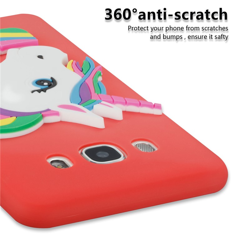 Lovely 3D Unicorn Pattern Soft TPU Phone Cover for Samsung Galaxy J5 (2016) J510 - Red-2