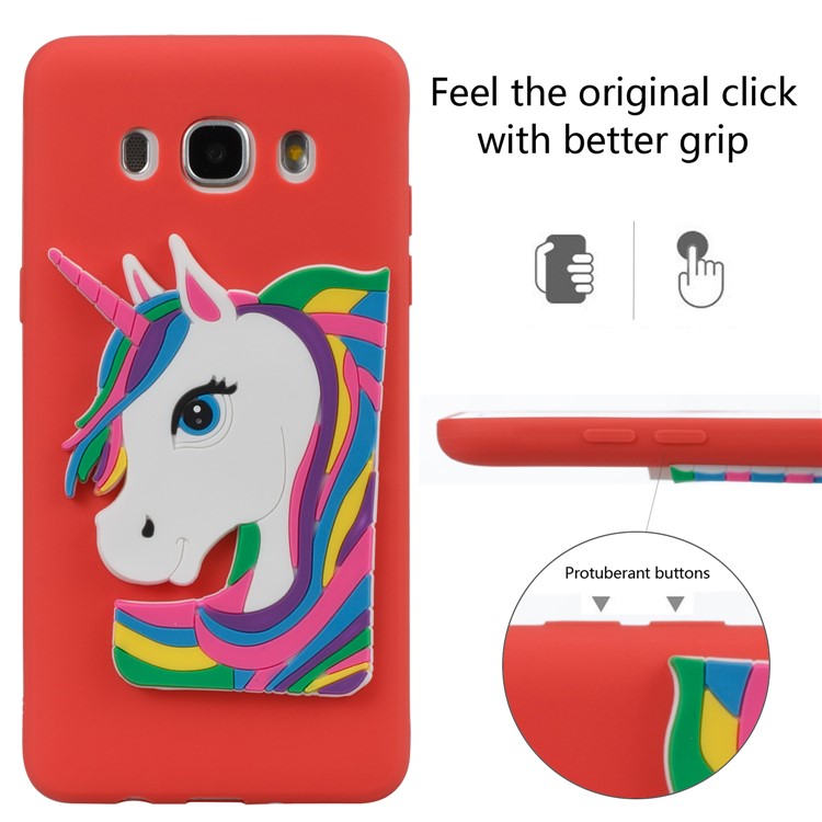 Lovely 3D Unicorn Pattern Soft TPU Phone Cover for Samsung Galaxy J5 (2016) J510 - Red-3