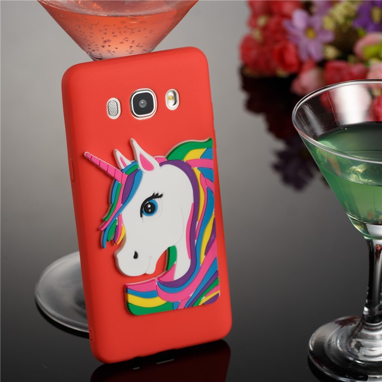Lovely 3D Unicorn Pattern Soft TPU Phone Cover for Samsung Galaxy J5 (2016) J510 - Red-4