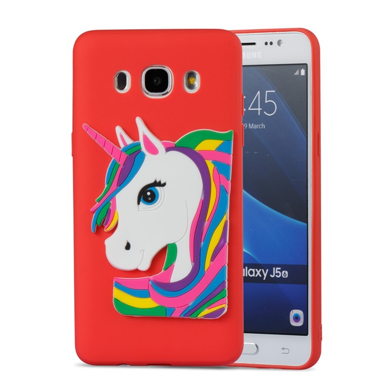 Lovely 3D Unicorn Pattern Soft TPU Phone Cover for Samsung Galaxy J5 (2016) J510 - Red-5