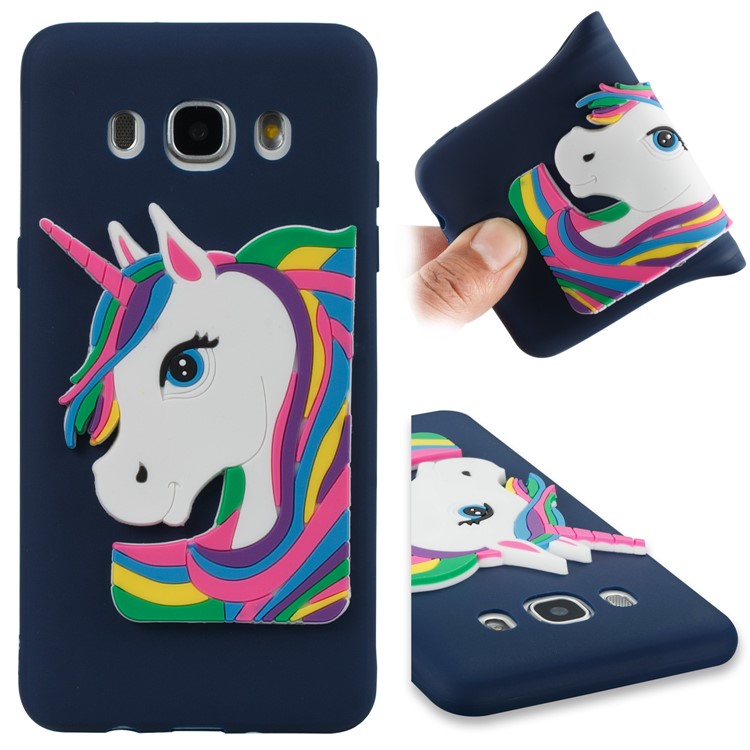 For Samsung Galaxy J5 (2016) J510 Lovely 3D Unicorn Pattern Soft TPU Jelly Cover Case - Dark Blue-1