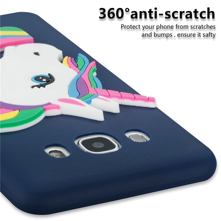 For Samsung Galaxy J5 (2016) J510 Lovely 3D Unicorn Pattern Soft TPU Jelly Cover Case - Dark Blue-2