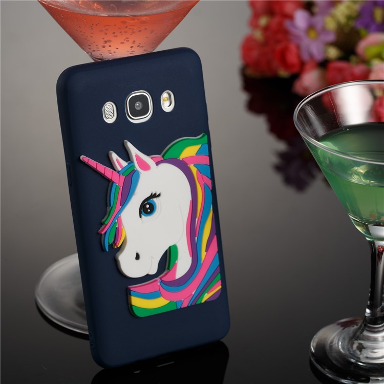 For Samsung Galaxy J5 (2016) J510 Lovely 3D Unicorn Pattern Soft TPU Jelly Cover Case - Dark Blue-4