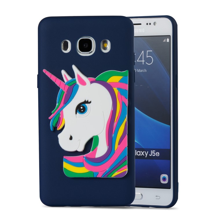 For Samsung Galaxy J5 (2016) J510 Lovely 3D Unicorn Pattern Soft TPU Jelly Cover Case - Dark Blue-5
