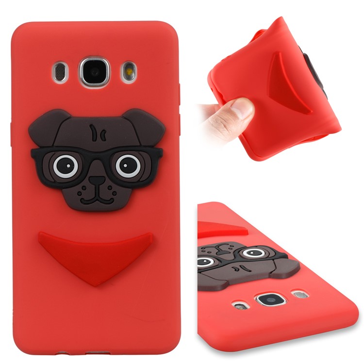 Cute 3D Puppy TPU Soft Phone Shell for Samsung Galaxy J5 (2016) SM-J510 - Red-1