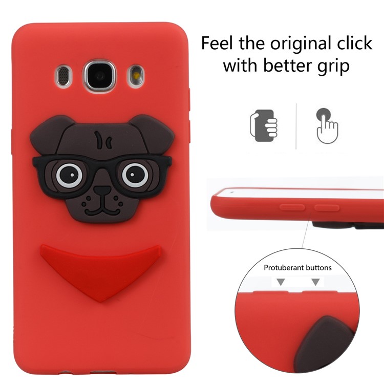 Cute 3D Puppy TPU Soft Phone Shell for Samsung Galaxy J5 (2016) SM-J510 - Red-3