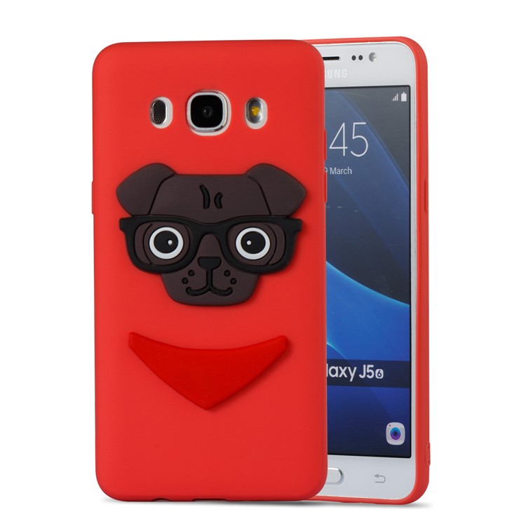 Cute 3D Puppy TPU Soft Phone Shell for Samsung Galaxy J5 (2016) SM-J510 - Red-5
