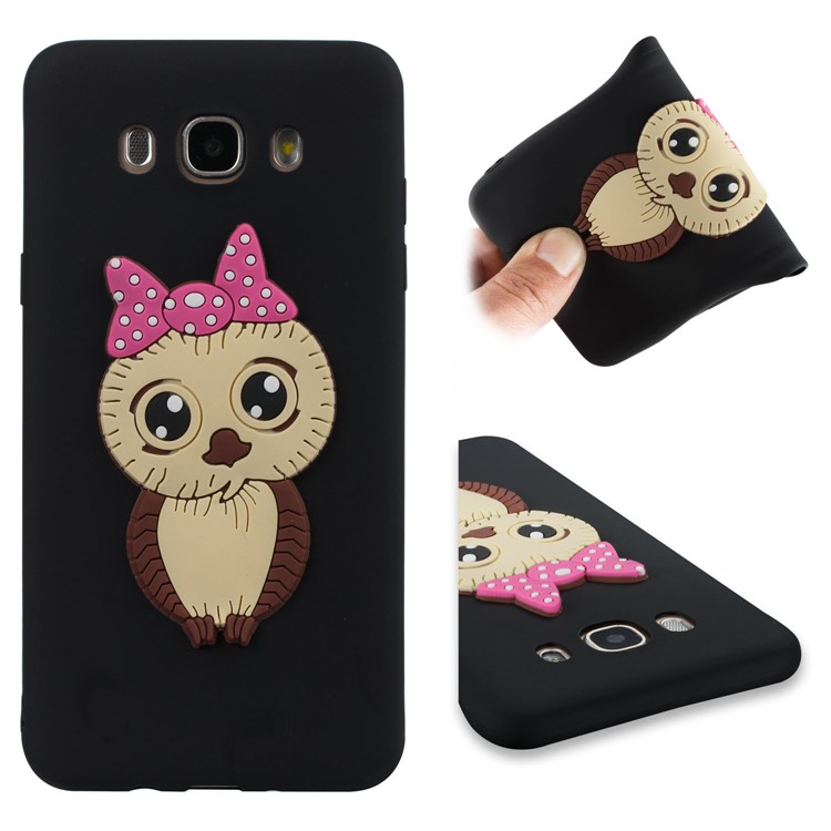 Cute 3D Female Owl TPU Soft Phone Case for Samsung Galaxy J7 (2016) SM-J710 - Black-1