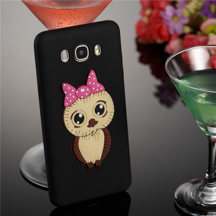 Cute 3D Female Owl TPU Soft Phone Case for Samsung Galaxy J7 (2016) SM-J710 - Black-2