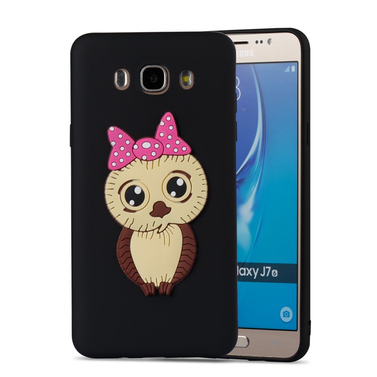 Cute 3D Female Owl TPU Soft Phone Case for Samsung Galaxy J7 (2016) SM-J710 - Black-3