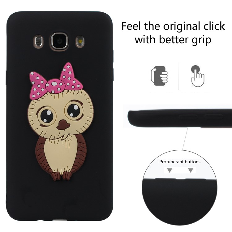 Cute 3D Female Owl TPU Soft Phone Case for Samsung Galaxy J7 (2016) SM-J710 - Black-6