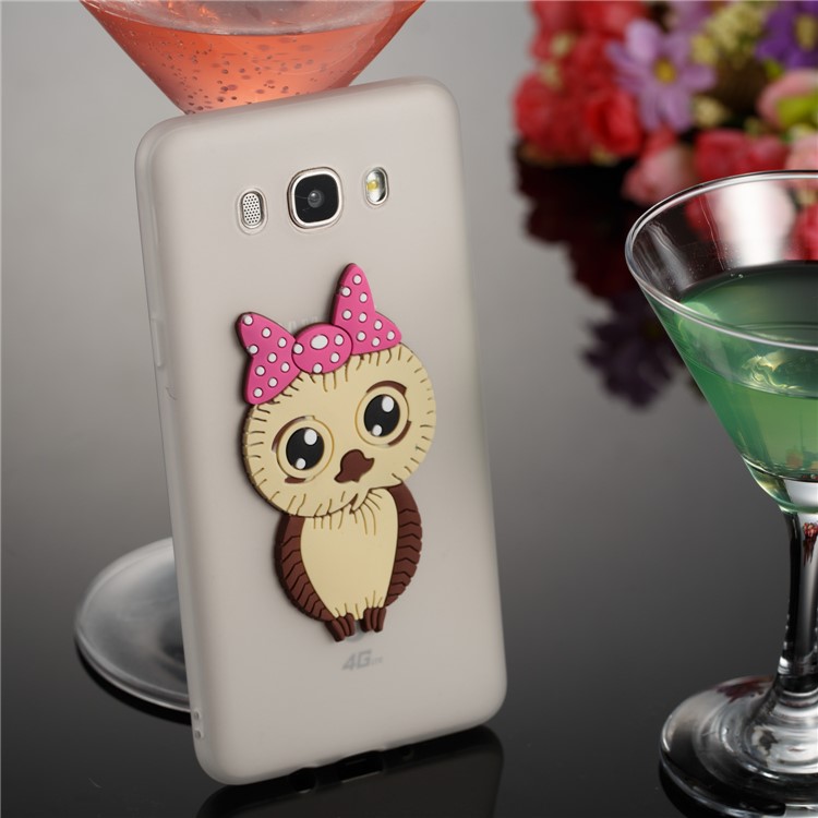 Cute 3D Female Owl TPU Soft Phone Cover for Samsung Galaxy J7 (2016) SM-J710 - White-2