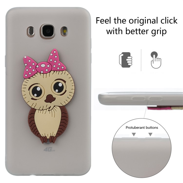 Cute 3D Female Owl TPU Soft Phone Cover for Samsung Galaxy J7 (2016) SM-J710 - White-6