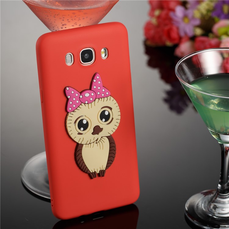 Cute 3D Female Owl TPU Soft Phone Shell for Samsung Galaxy J7 (2016) SM-J710 - Red-2
