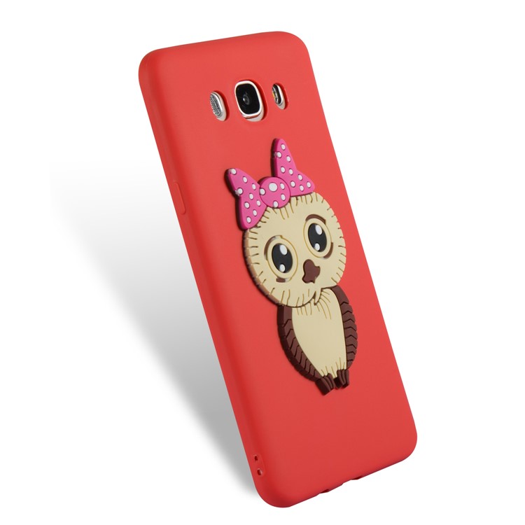 Cute 3D Female Owl TPU Soft Phone Shell for Samsung Galaxy J7 (2016) SM-J710 - Red-4