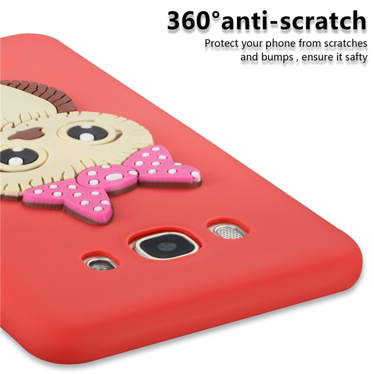 Cute 3D Female Owl TPU Soft Phone Shell for Samsung Galaxy J7 (2016) SM-J710 - Red-5