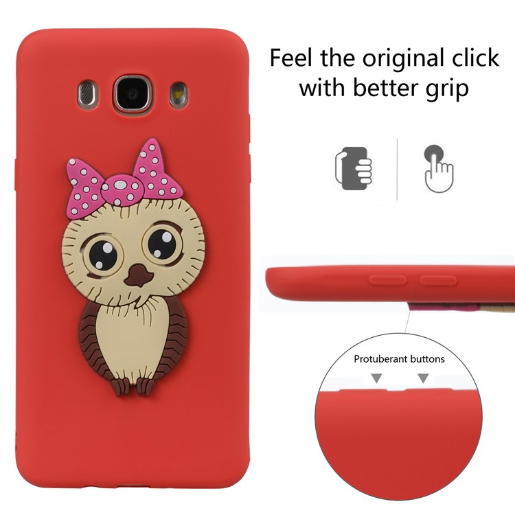 Cute 3D Female Owl TPU Soft Phone Shell for Samsung Galaxy J7 (2016) SM-J710 - Red-6