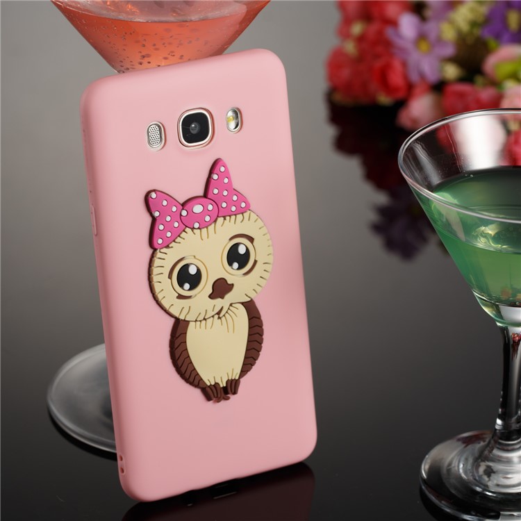 Cute 3D Female Owl TPU Soft Phone Casing for Samsung Galaxy J7 (2016) SM-J710 - Pink-2