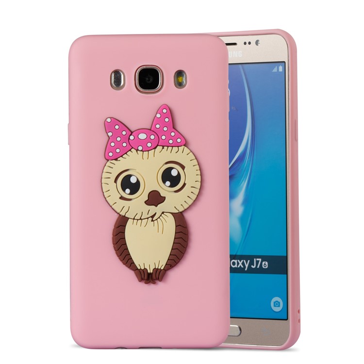 Cute 3D Female Owl TPU Soft Phone Casing for Samsung Galaxy J7 (2016) SM-J710 - Pink-3