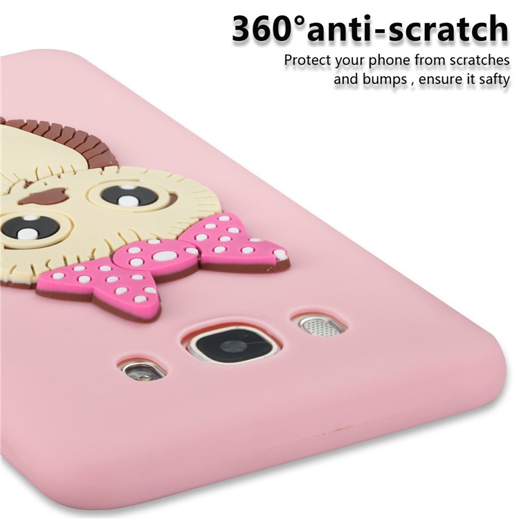 Cute 3D Female Owl TPU Soft Phone Casing for Samsung Galaxy J7 (2016) SM-J710 - Pink-5