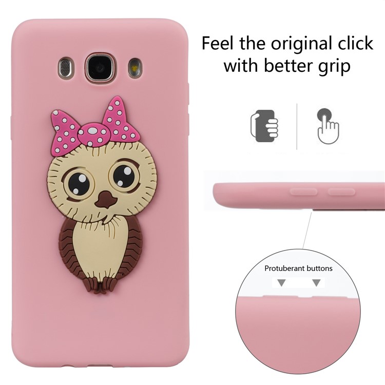Cute 3D Female Owl TPU Soft Phone Casing for Samsung Galaxy J7 (2016) SM-J710 - Pink-6