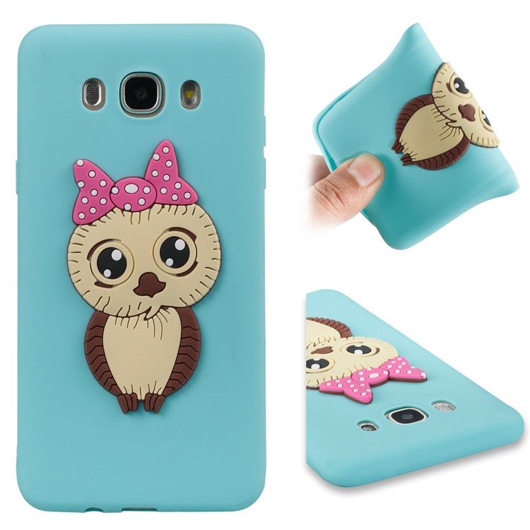 Cute 3D Female Owl TPU Soft Mobile Phone Case for Samsung Galaxy J7 (2016) SM-J710 - Baby Blue-1