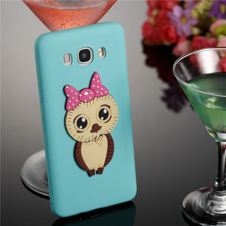Cute 3D Female Owl TPU Soft Mobile Phone Case for Samsung Galaxy J7 (2016) SM-J710 - Baby Blue-2