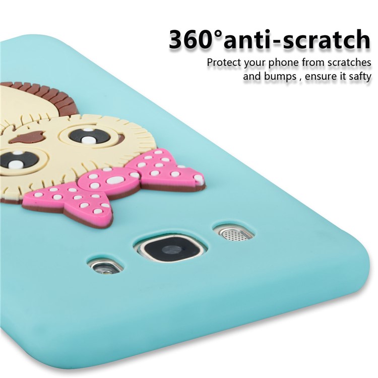 Cute 3D Female Owl TPU Soft Mobile Phone Case for Samsung Galaxy J7 (2016) SM-J710 - Baby Blue-5