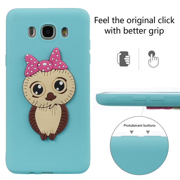 Cute 3D Female Owl TPU Soft Mobile Phone Case for Samsung Galaxy J7 (2016) SM-J710 - Baby Blue-6