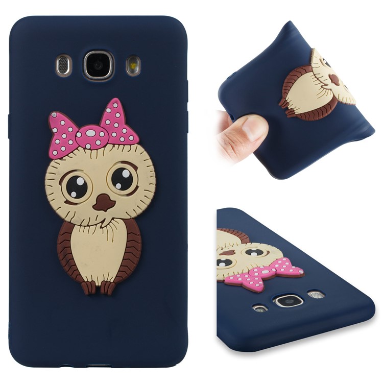 Cute 3D Female Owl TPU Soft Cell Phone Case for Samsung Galaxy J7 (2016) SM-J710 - Dark Blue-1