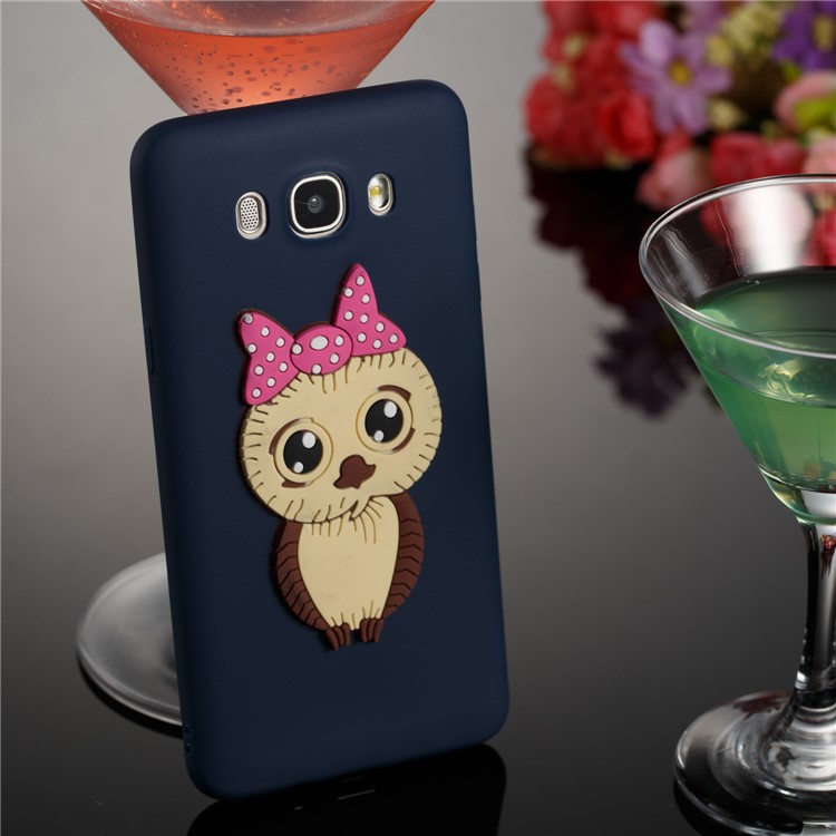 Cute 3D Female Owl TPU Soft Cell Phone Case for Samsung Galaxy J7 (2016) SM-J710 - Dark Blue-2