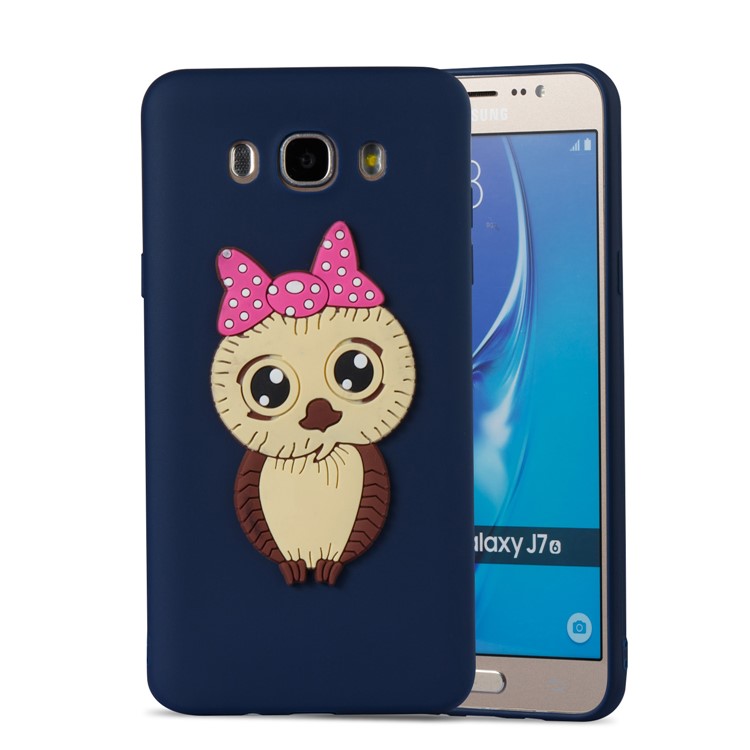 Cute 3D Female Owl TPU Soft Cell Phone Case for Samsung Galaxy J7 (2016) SM-J710 - Dark Blue-3