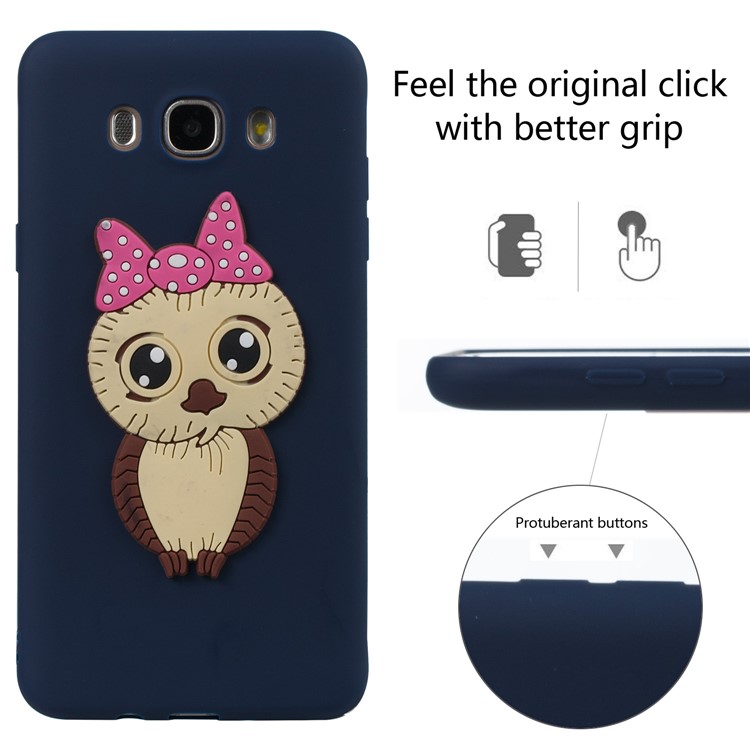 Cute 3D Female Owl TPU Soft Cell Phone Case for Samsung Galaxy J7 (2016) SM-J710 - Dark Blue-6