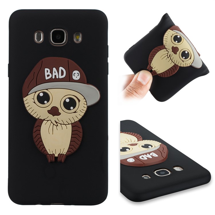 Cute 3D Male Owl TPU Soft Phone Case for Samsung Galaxy J7 (2016) SM-J710 - Black-1