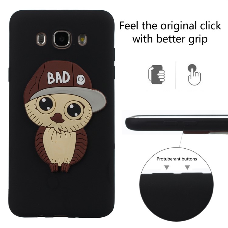 Cute 3D Male Owl TPU Soft Phone Case for Samsung Galaxy J7 (2016) SM-J710 - Black-3
