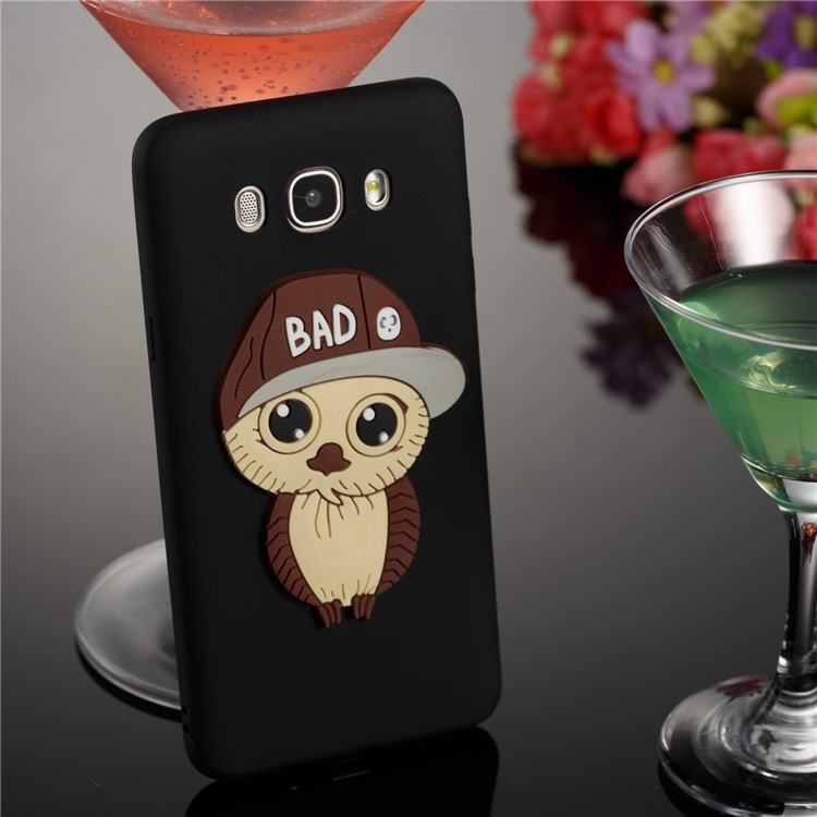 Cute 3D Male Owl TPU Soft Phone Case for Samsung Galaxy J7 (2016) SM-J710 - Black-4