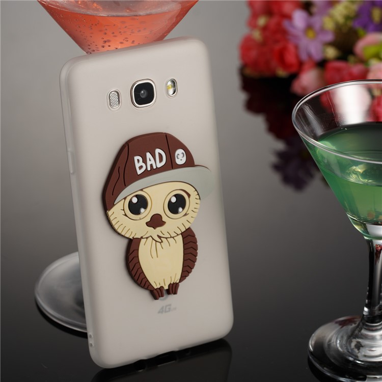 Cute 3D Male Owl TPU Soft Phone Cover for Samsung Galaxy J7 (2016) SM-J710 - White-4