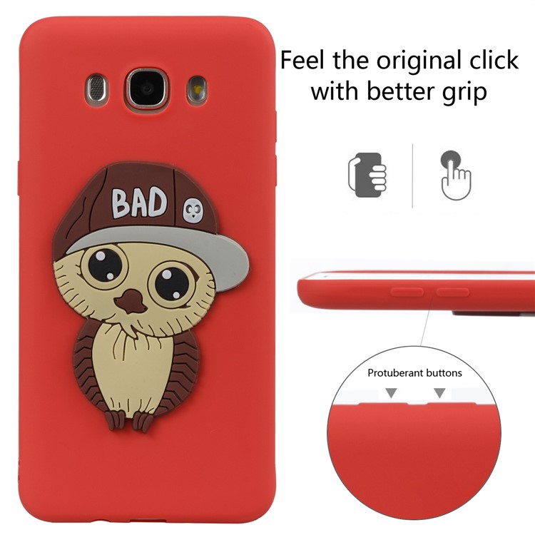 Cute 3D Male Owl TPU Soft Phone Shell for Samsung Galaxy J7 (2016) SM-J710 - Red-2