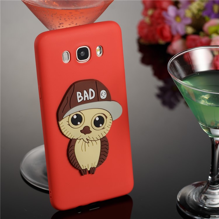Cute 3D Male Owl TPU Soft Phone Shell for Samsung Galaxy J7 (2016) SM-J710 - Red-3