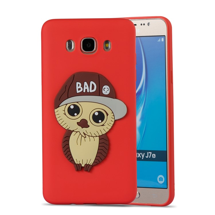 Cute 3D Male Owl TPU Soft Phone Shell for Samsung Galaxy J7 (2016) SM-J710 - Red-4