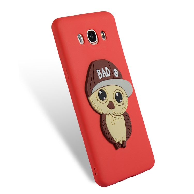 Cute 3D Male Owl TPU Soft Phone Shell for Samsung Galaxy J7 (2016) SM-J710 - Red-5