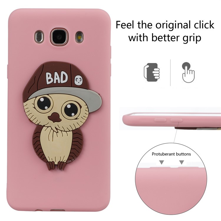 Cute 3D Male Owl TPU Soft Phone Casing for Samsung Galaxy J7 (2016) SM-J710 - Pink-3