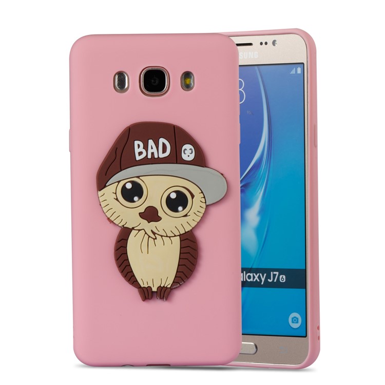 Cute 3D Male Owl TPU Soft Phone Casing for Samsung Galaxy J7 (2016) SM-J710 - Pink-5