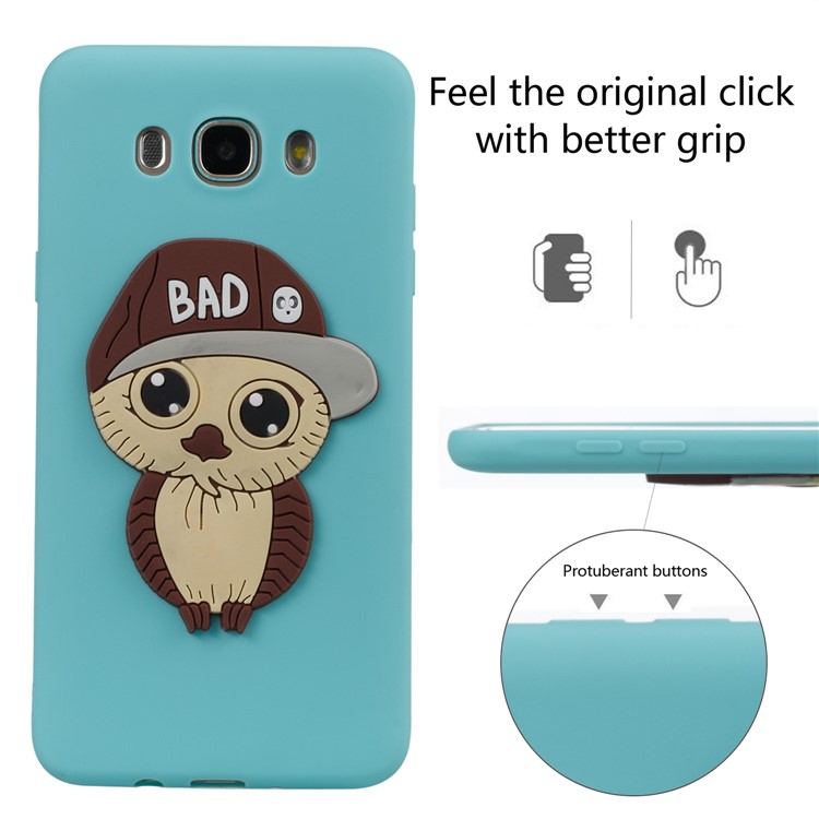 Cute 3D Male Owl TPU Soft Mobile Phone Case for Samsung Galaxy J7 (2016) SM-J710 - Baby Blue-3