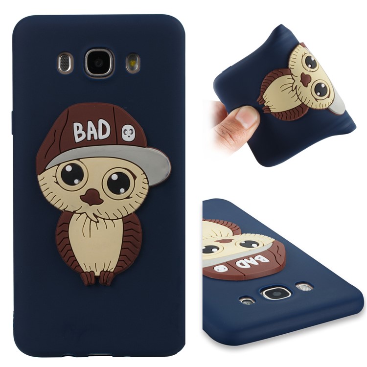 Cute 3D Male Owl TPU Soft Cell Phone Case for Samsung Galaxy J7 (2016) SM-J710 - Dark Blue-1