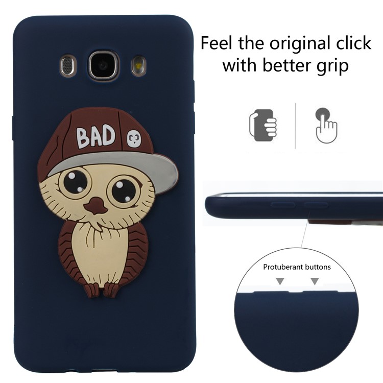Cute 3D Male Owl TPU Soft Cell Phone Case for Samsung Galaxy J7 (2016) SM-J710 - Dark Blue-2