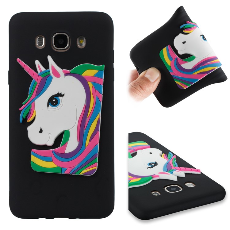 Lovely 3D Unicorn Soft TPU Cover for Samsung Galaxy J7 (2016) J710 - Black-1