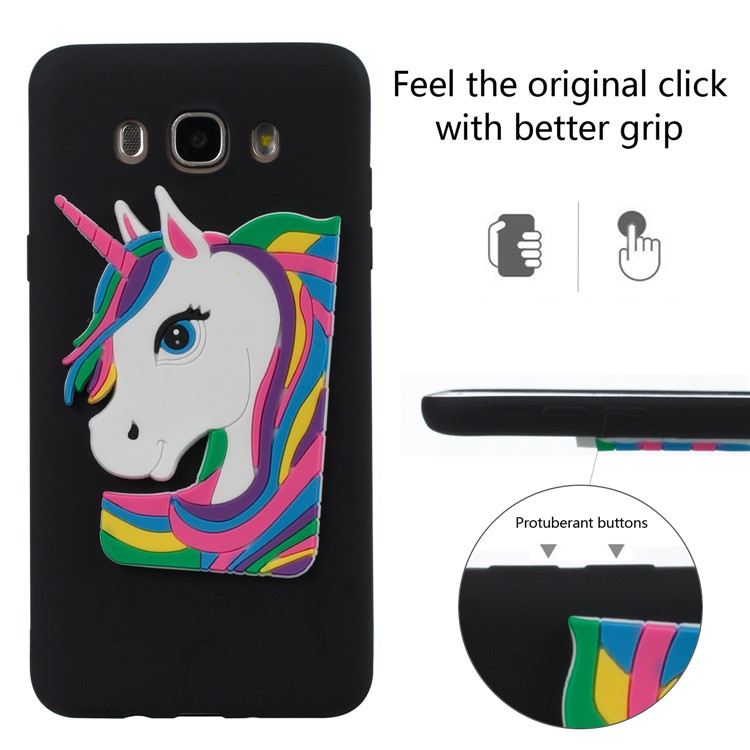 Lovely 3D Unicorn Soft TPU Cover for Samsung Galaxy J7 (2016) J710 - Black-3