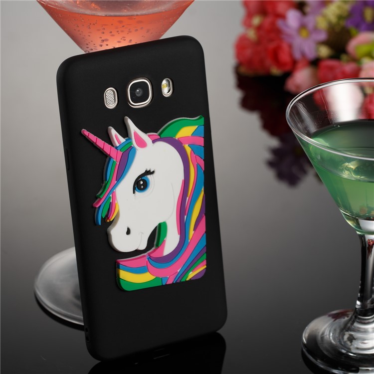 Lovely 3D Unicorn Soft TPU Cover for Samsung Galaxy J7 (2016) J710 - Black-4