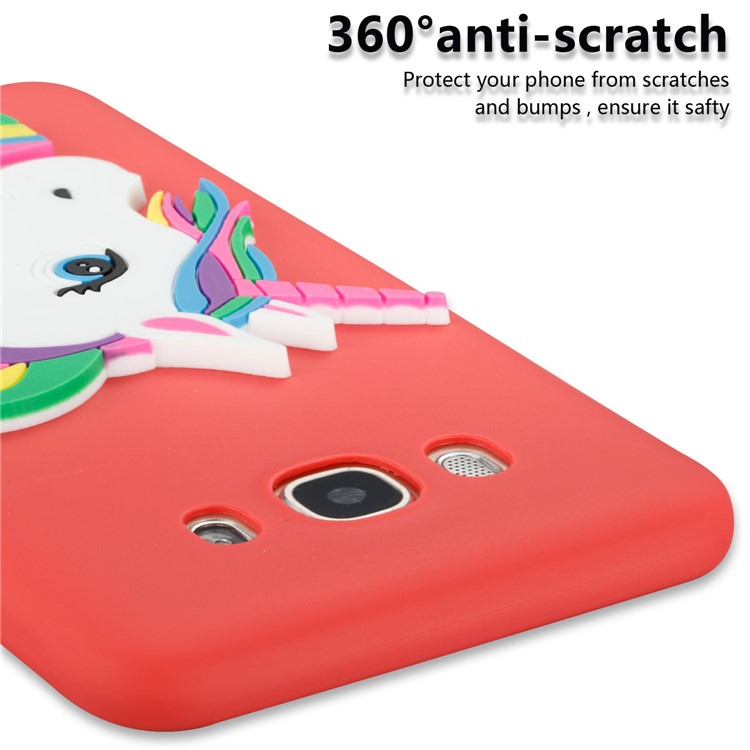 Lovely 3D Unicorn Soft TPU Back Shell for Samsung Galaxy J7 (2016) J710 - Red-2